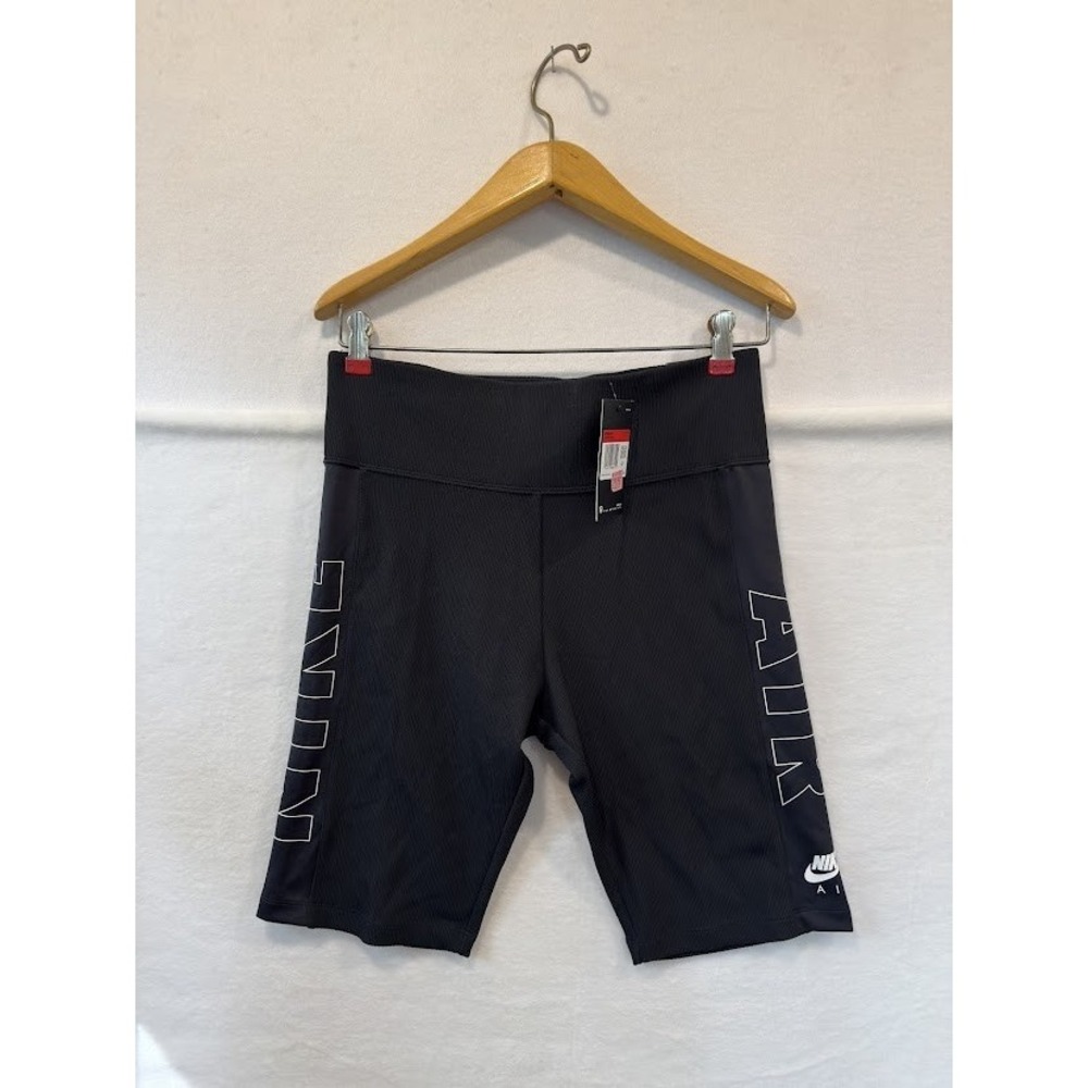 NWT Nike Air Tight Fit Ribbed Bike Shorts Fitted Black Size Large High Waisted